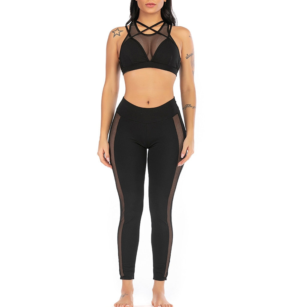 Stripe Mesh Fitness Set