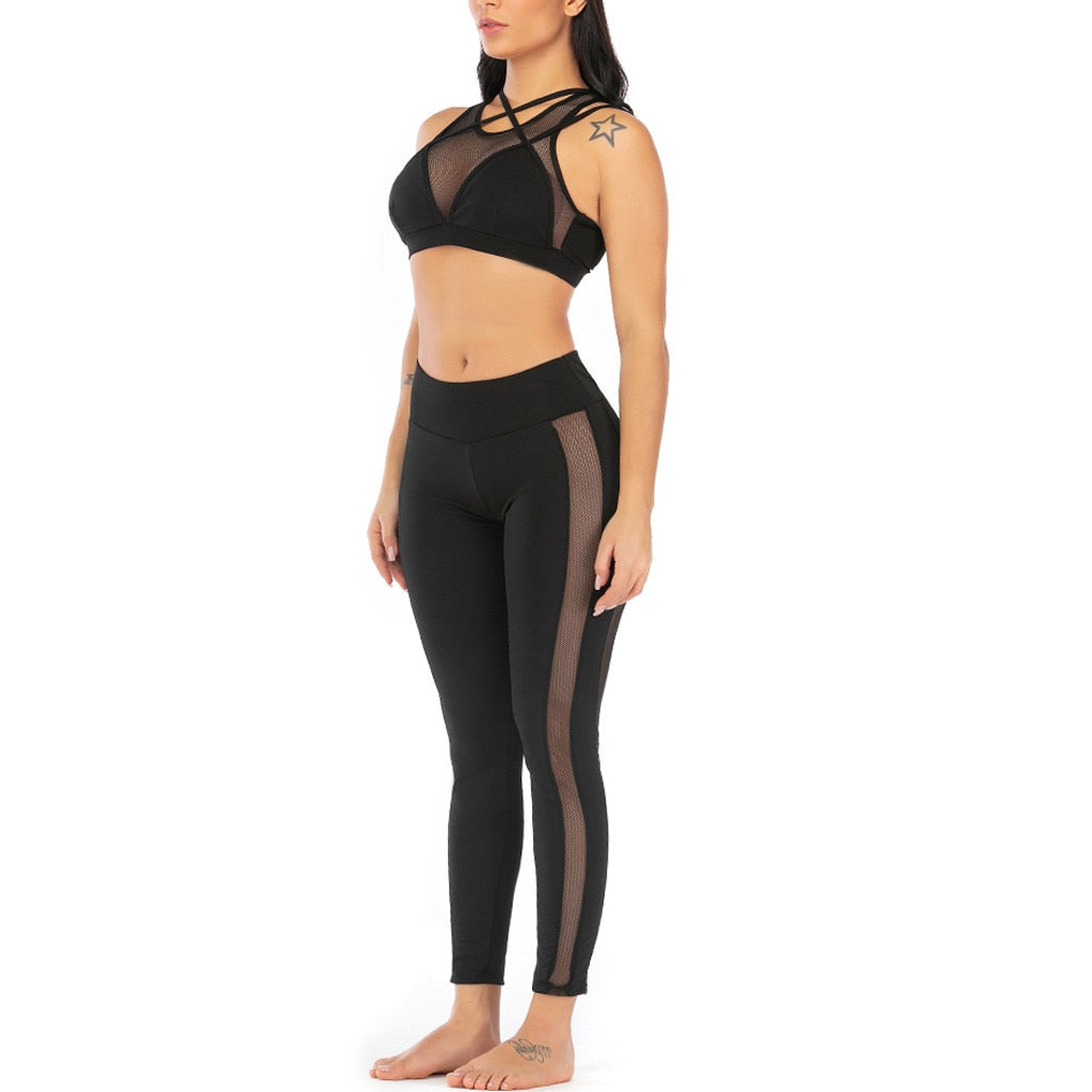 Stripe Mesh Fitness Set