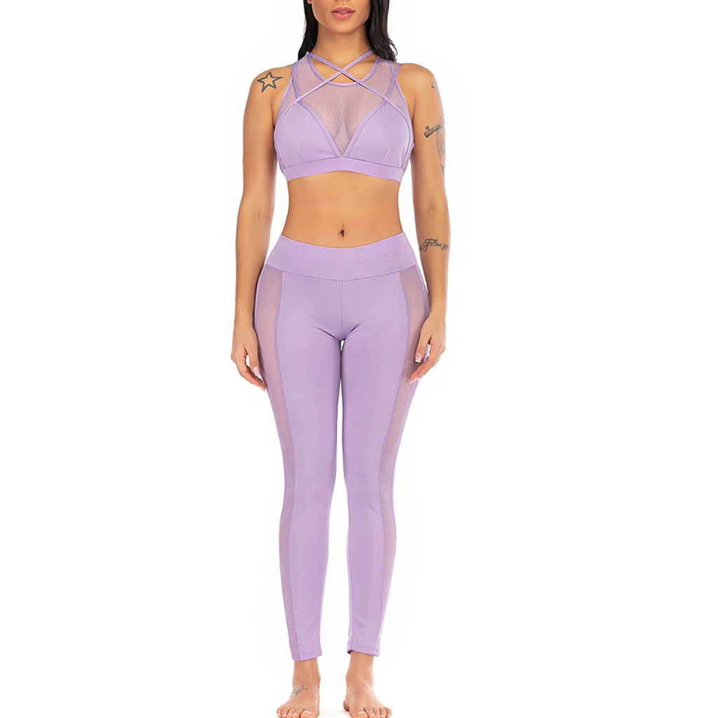 Stripe Mesh Fitness Set